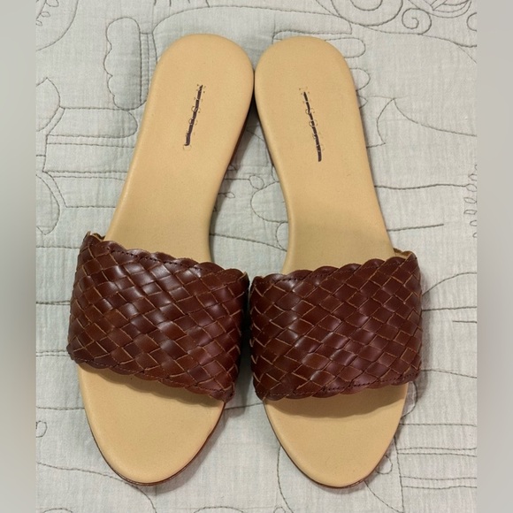 NEW Nisolo ISLA Slide Sandal Sz 9 Brandy Woven Leather - Picture 1 of 8